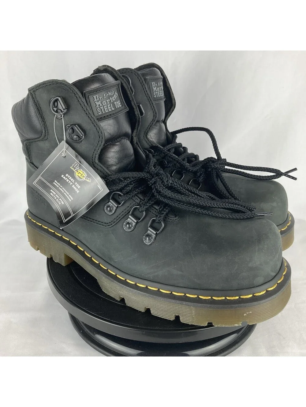 NEW Men’s Size 10 Dr. Martens 88836 Industrial Steel Toe Boots Black Leather